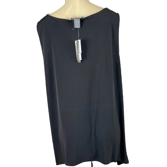 Chelsea & Theodore Plus 3X Black Metallic Studded Scoop Neck Hanky Hem Tank Top - Picture 5 of 6